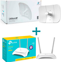 Kit Router TP-Link Fast Ethernet TL-WR840N, Inalámbrico, 300 Mbit/s, 5x RJ-45, 2.4GHz, con 2 Antenas + Antena LiteBeam M5 