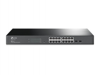 Switch TP-Link Gigabit Ethernet T1600G-18TS, 16 Puertos 10/100/1000Mbps + 2 Puertos SFP, 36 Gbit/s, 8000 Entradas - Administrable 