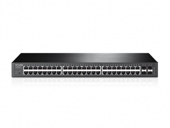 Switch TP-Link Gigabit Ethernet JetStream T1600G-52TS, 48 Puertos 10/100/1000Mbps + 4 Puertos SFP, 104 Gbit/s, 16.000 Entradas - Administrable 