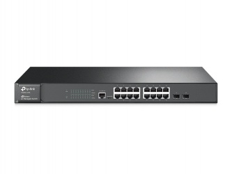 Switch TP-Link Gigabit Ethernet JetStream T2600G-18TS(TL-SG3216), 16 Puertos 10/100/1000Mbps + 2 Puertos SFP, 32 Gbit/s, 8000 Entradas - Administrable 