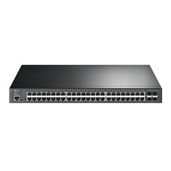 Switch TP-Link Gigabit Ethernet JetStream, 48 Puertos PoE+ 10/100/1000 + 4 Puertos SFP, 104 Gbit/s, 16.000 Entradas - Administrable 