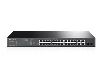 Switch TP-Link Fast Ethernet JetStream TL-SL2428P, 24 Puertos PoE+ 10/100Mbps + 2 Puertos 10/100/1000Mbps + 2 Puertos SFP, 12.8Gbit/s, 8.000 Entradas - Administrable 