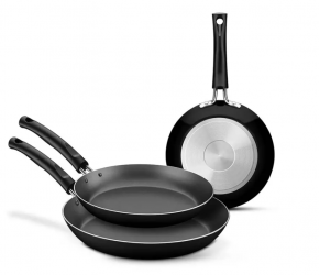 Tramontina Juego de Sartenes 20199, 3 Piezas, Antiadherente, Aluminio, Negro 