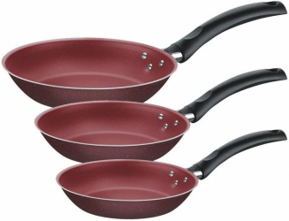 Tramontina Juego de Sartenes Turim, 3 Piezas, Granito, Aluminio, Rojo 
