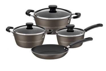 Tramontina Batería de Cocina, Aluminio, Antiadherente, 4 Piezas, Gris 