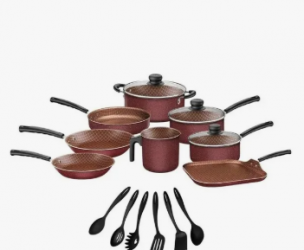 Tramontina Batería de Cocina Fortaleza, Acero Inoxidable, Antiadherente, 17 Piezas 