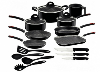 Tramontina Batería de Cocina  27899-427 , Aluminio, Antiadherente, 18 Piezas, Negro 