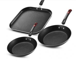 Tramontina Sartén 27899-429, 3 Piezas, Antiadherente, Aluminio, Negro  