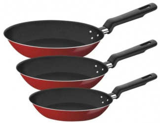 Tramontina Juego de Sartenes Loreto, 3 Piezas, Antiadherente, Aluminio, Rojo 