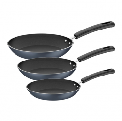 Tramontina Juego de Sartenes Sicilia, 3 Piezas, Antiadherente, Aluminio, Negro 