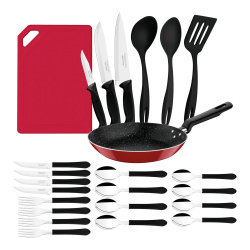 Tramontina Kit de Sartén y Accesorios 27899366, 24 Piezas, Antiadherente, Aluminio, Multicolor 