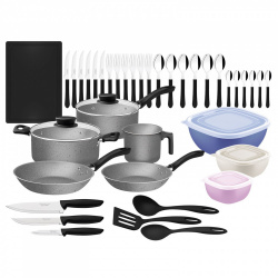 Tramontina Batería de Cocina Cookware Set, Aluminio, Antiadherente, 44 Piezas 