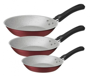 Tramontina Juego de Sartenes 32200-410, 3 Piezas, Antiadherente, Aluminio, Rojo 
