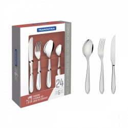 Tramontina Juego de Cubiertos, 24 Piezas, Acero Inoxidable 