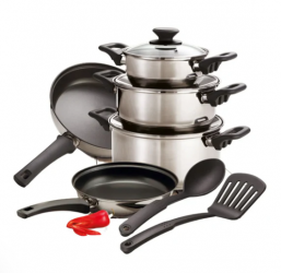 Tramontina Batería de Cocina CK01030069, Acero Inoxidable, Antiadherente, 10 Piezas 