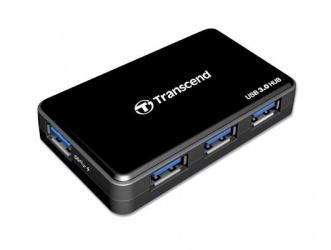 Transcend Hub USB de 4 Puertos, USB 3.0, 5000 Mbit/s, Negro 