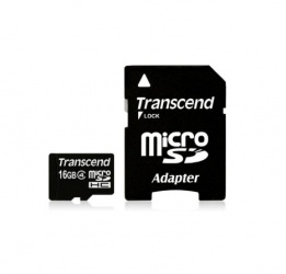 Memoria Flash Transcend, 16GB microSDHC Clase 4, con Adaptador 