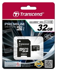 Memoria Flash Transcend, 32GB microSDHC UHS-I Clase 10, con Adaptador 