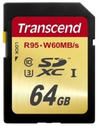 Memoria Flash Transcend TS64GSDU3, 64GB SDXC UHS Clase 10 