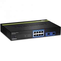 Switch Trendnet Gigabit Ethernet TEG-082WS, 8 Puertos 10/100/1000Mbps + 2 Puertos SPF, 16 Gbit/s, 16.000 Entradas - Administrable 