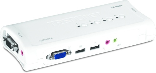 Trendnet Switch KVM TK-409K, USB, 4 Puertos - incluye 4 Juegos de Cables 