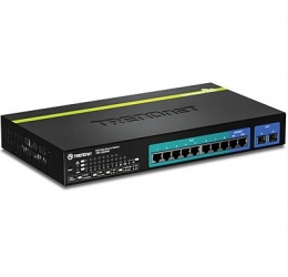 Switch Trendnet Gigabit Ethernet Websmart PoE+ TPE-1020WS, 8 Puertos 10/100/1000Mbps + 2 Puertos SFP, 20 Gbit/s, 16.000 entradas - Administrable 
