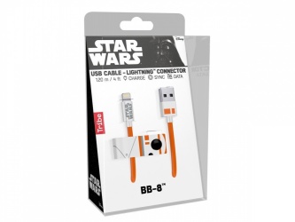Tribe Cable de Carga BB-8 Lightning Macho - USB A Macho, 1.2 Metros, Naranja/Blanco, para iPod/iPad/iPhone 