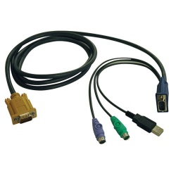 Tripp Lite by Eaton Cable KVM HD15 Macho - USB /2xPS/2/6pin, 4.57 Metros, Negro 