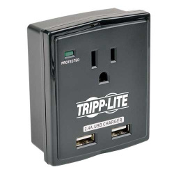 Tripp Lite by Eaton Supresor de Picos Protect It!, 1 Contacto, 2x USB 1080 Joules, Negro 