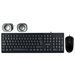 Kit de Teclado y Mouse True Basix TB-924856, Alámbrico, USB, Negro - Incluye Bocinas 
