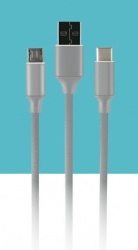 True Basix Cable USB-C Macho - USB-C/Micro-USB B Macho, 1.2 Metros  