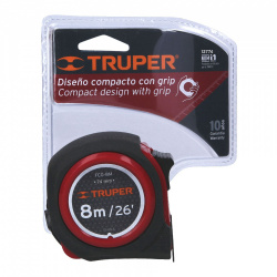 Flexómetro Truper FCG-8M, 8 Metros, 25mm, Negro/Rojo 