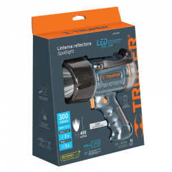 Truper Linterna Reflectora LED Recargable LARE-300, 300 Lúmenes, Gris/Negro 