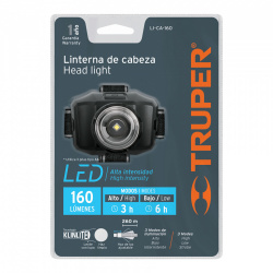 Truper Linterna LED Tipo Minero LI-CA-160, 160 Lúmenes, Negro 
