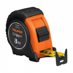 Flexómetro Truper Gripper Graduación Métrica, 8 Metros, 25mm, Negro/Naranja 