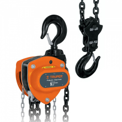 Truper Polipasto POL-5, 5 Toneladas, Cadena 6.8 Metros, Naranja/Negro 