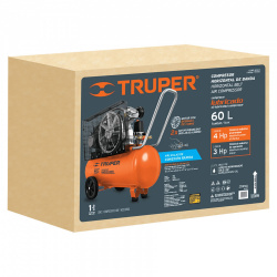 Truper Compresor Horizontal COMP-60LB, 60 Litros, 127V 