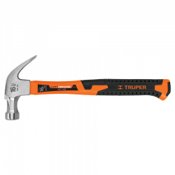 Martillo de Uña Curva Truper MA-16F, 16Oz, 33cm, con Mango de Fibra de Vidrio 