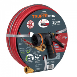 Manguera para Jardín Truper COMBO-200, 20 Metros, 4 Capas, Rojo, con Pistola PR-208 