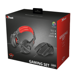 Trust Kit de Audífonos Gamer GXT 784, Alámbrico, 1 Metro, 3.5mm, Negro/Rojo - incluye Mouse 