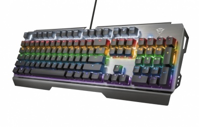 Teclado Gamer Trust GXT 877 RGB, Teclado Mecánico, Switch Red, Alámbrico, Negro (Español) 
