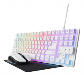 Kit Gamer de Teclado y Mouse Trust GXT794W, Alámbrico/Inalámbrico, USB/Bluetooth, Blanco, Español 
