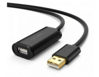 Ugreen Cable USB 2.0 de Extensión Alargador Activo, USB A Macho - USB A Hembra, 30 Metros, Negro 