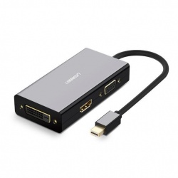 Ugreen Adaptador Mini DisplayPort Macho - DVI-D/VGA/HDMI Hembra, 4K, 30Hz, Negro 