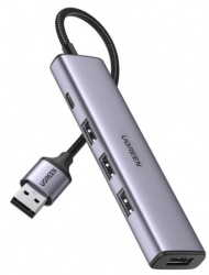 Ugreen Hub USB A 3.2 Macho - 4 Puertos USB 3.0, Gris 