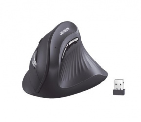 Mouse Ergonómico Vertical Ugreen 25444, Inalámbrico/Bluetooth, 4000DPI, Negro 