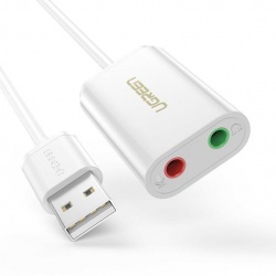Ugreen Adaptador de Audio USB - 2x 3.5mm, Blanco 