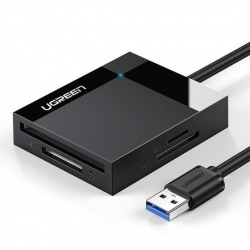Ugreen Lector de Memoria 30333, para CF/MicroSD/SD/TF, USB 3.0, 5120 Mbit/s, Negro 