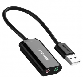 Ugreen Adaptador de Audio USB - 2x 3.5mm, Negro 