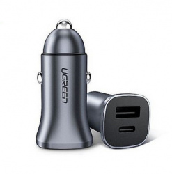 Ugreen Cargador para Auto 30780, 12V, 1x USB-C/1x USB-A, Negro 